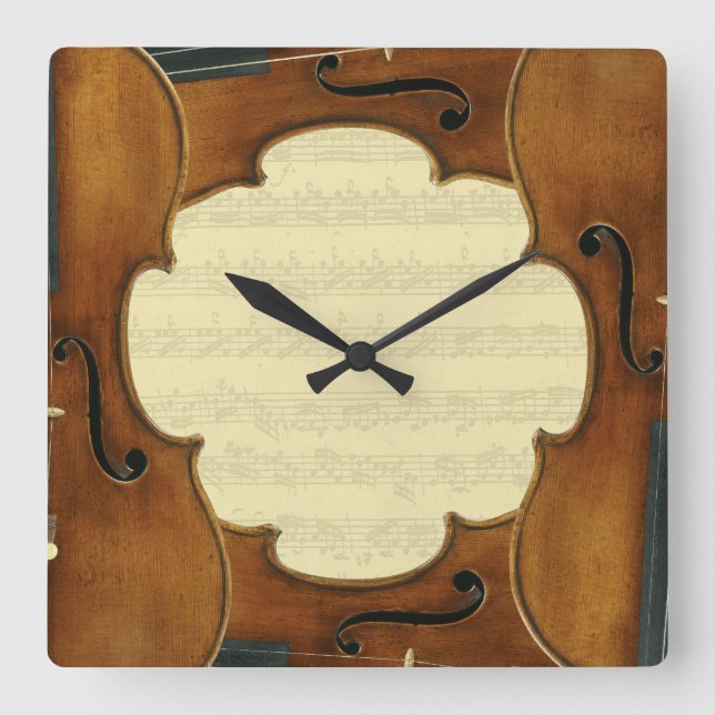 Horloge Carrée Stradivari Violins Bach (Recto)