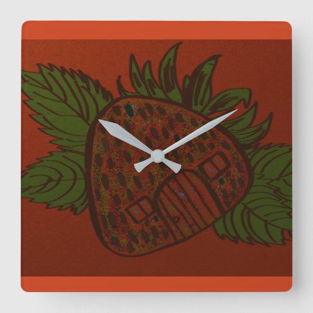 Horloge Carrée Strawberry Home Sweet Home  (Recto)