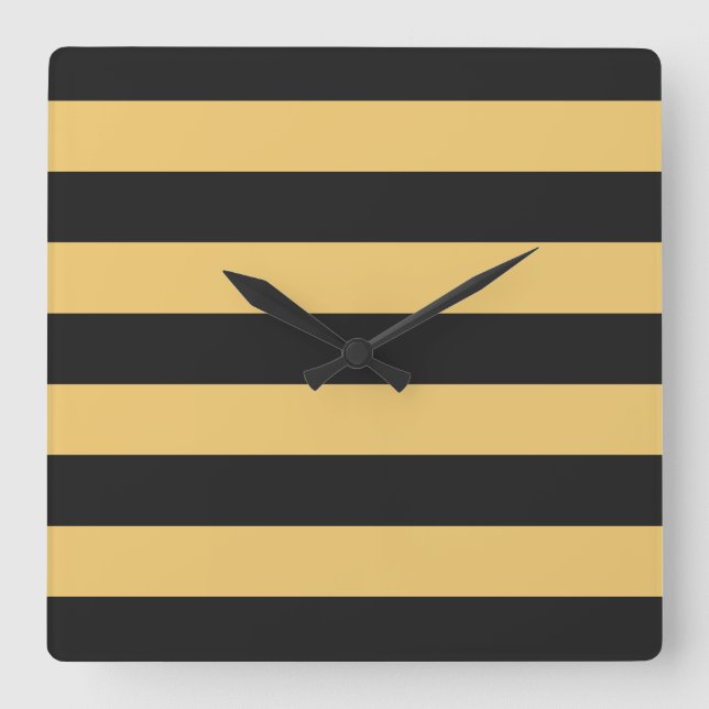 Horloge Carrée STRIPES ajustables en noir (Recto)