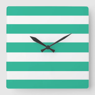 Horloge Carrée Strpes Green and White Deckchaise