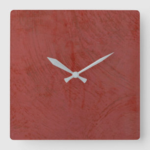 Horloge Carrée Stucco rouge toscan