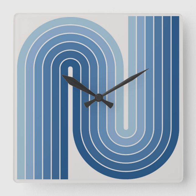 Horloge Carrée Style 1970s Arched Stripes Motif géométrique (Recto)
