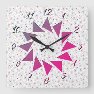 Horloge Carrée Style de fleurs