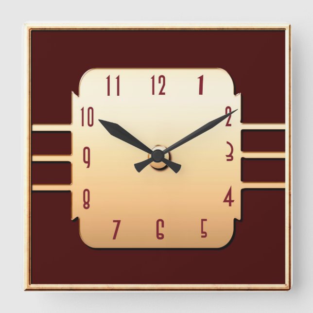 Horloge Carrée Style Déco vintage (Recto)