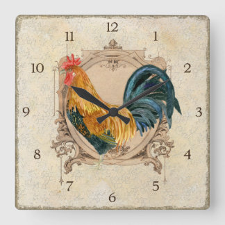 Horloge Carrée Style vintage Pays Français Rustique Barne Rooster