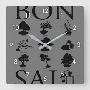 Horloge Carrée Styles de base de l'arbre Bonsai