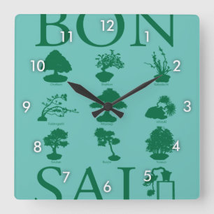 Horloge Carrée Styles de base de l'arbre Bonsai