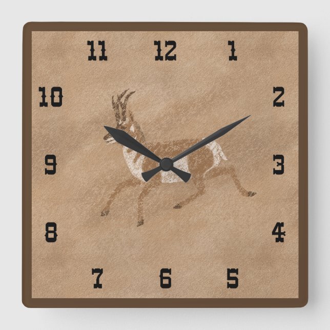 Horloge Carrée Sud-Ouest Running Pronghorn Antelope (Recto)