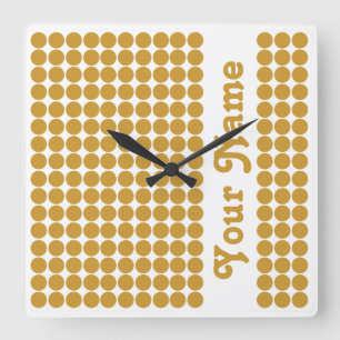 Horloge Carrée Sudan Brown Safari Dot with name