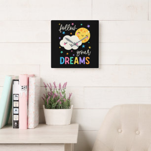 Horloge Carrée Suivez vos rêves   Cloud & Moon