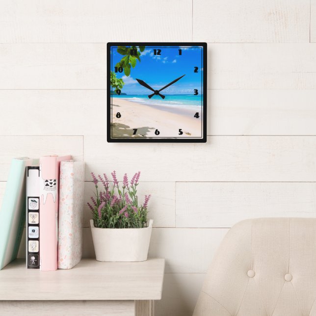 Horloge Carrée Sun Sand et Surf Tropical Beach (Salle de lecture)