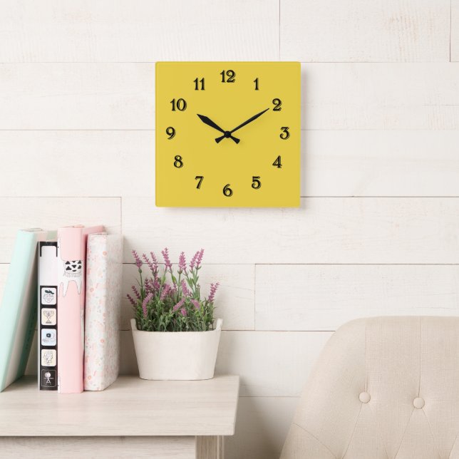 Horloge Carrée Sunflower jaune (Salle de lecture)
