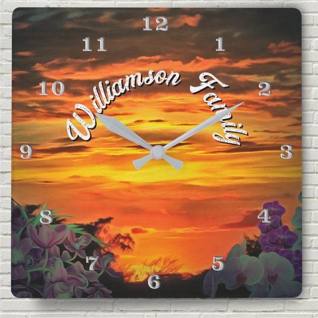 Horloge Carrée Sunset Family 2584 (Créateur téléchargé)