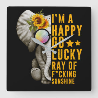 Horloge Carrée Sunshine Sunflower Citation positive Elephant