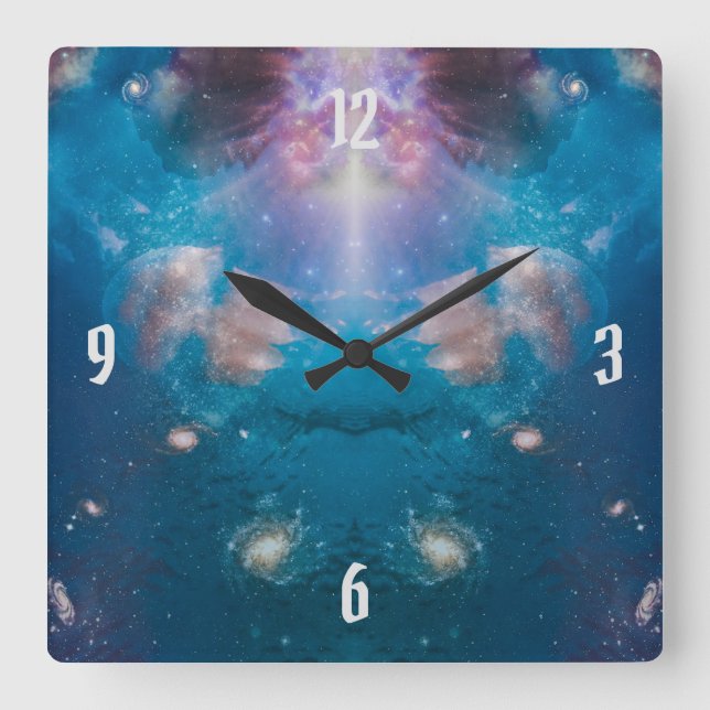 Horloge Carrée Superposer Marine-Blue Galaxy Star avec Ocean Jell (Recto)
