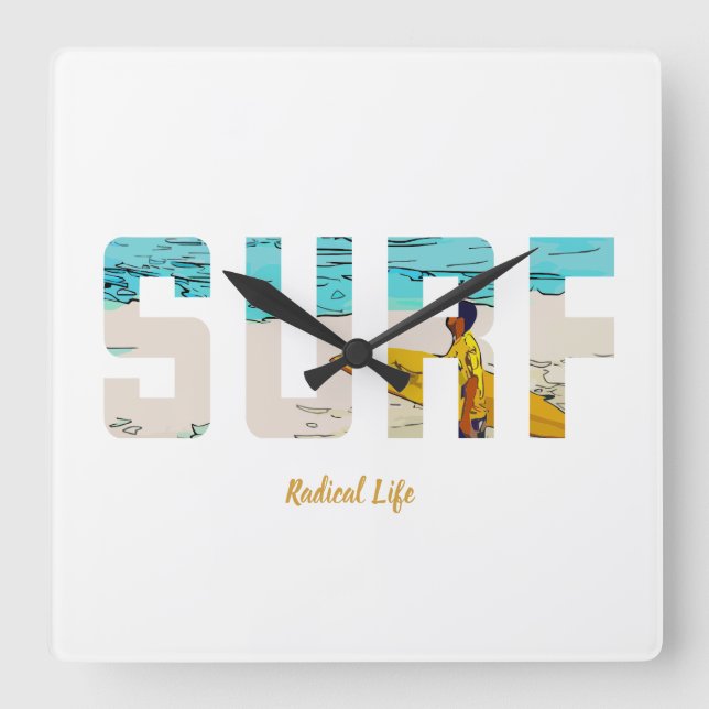 Horloge Carrée Surf ! (Recto)