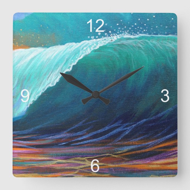 Horloge Carrée Surfers Vue du canon (Recto)