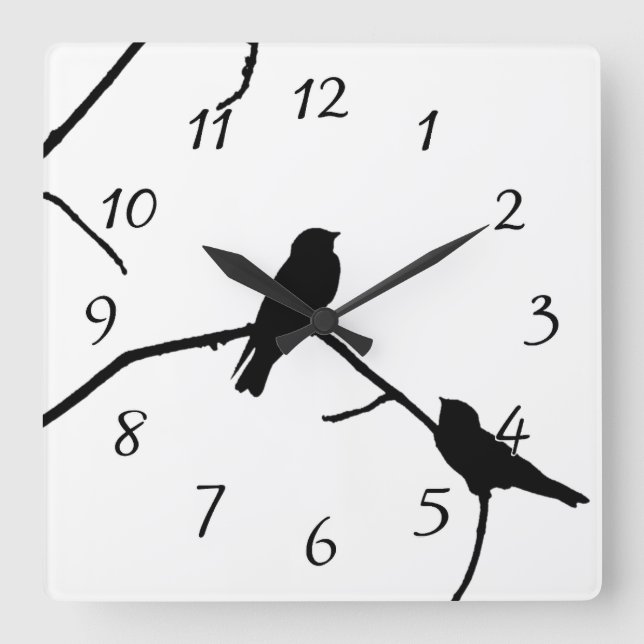 Horloge Carrée Swallow ou Swifts Silhouette Love Bird Watching (Recto)