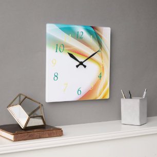Horloge Carrée Swirl Abstrait 2