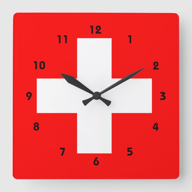 Horloge Carrée Swiss Flag I (Recto)