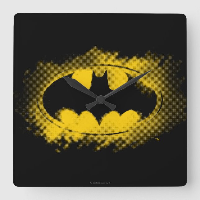 Horloge Carrée Symbole Batman | Logo noir et jaune (Recto)