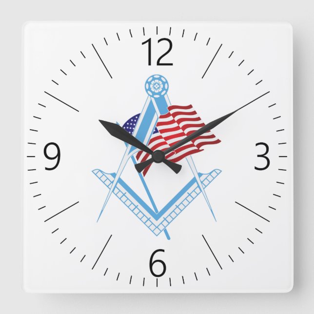 Horloge Carrée Symbole de la franc-maçonnerie américaine (Recto)