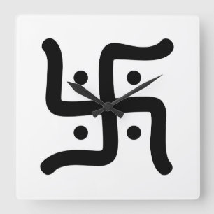 Horloge Carrée symbole de la swastika hindoue traditionnelle indi