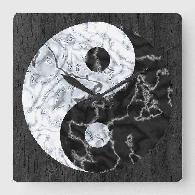 Horloge Carrée Symbole de marbre de Yin Yang (Recto)