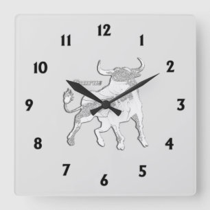 Horloge Carrée Symbole de zodiaque de Taureau