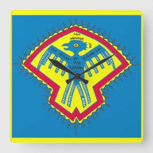 Horloge Carrée Symbole des oiseaux amérindiens