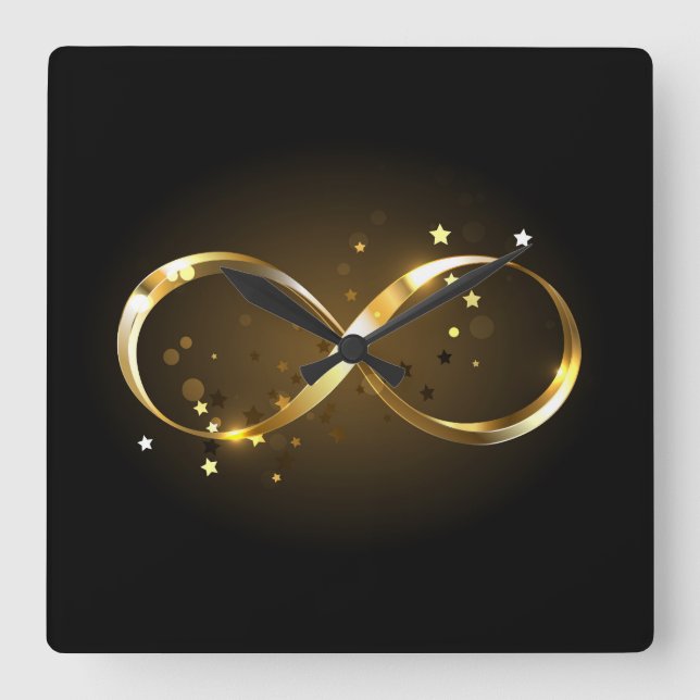 Horloge Carrée Symbole d'infini doré (Recto)