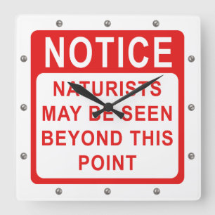 Horloge Carrée Symbole du camp de Naturist Beach/Naturist