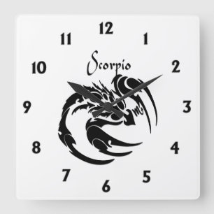 Horloge Carrée Symbole et signe du zodiaque du scorpion