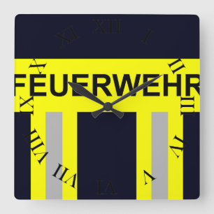 Horloge Carrée Symbole Feuerwehr Blau uniforme