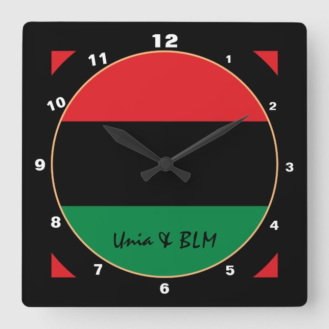 Horloge Carrée Symbole patriotique panafricain du drapeau et de l (Recto)