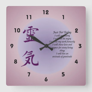 Horloge Carrée Symbole Reiki juste pour aujourd'hui Inspiration
