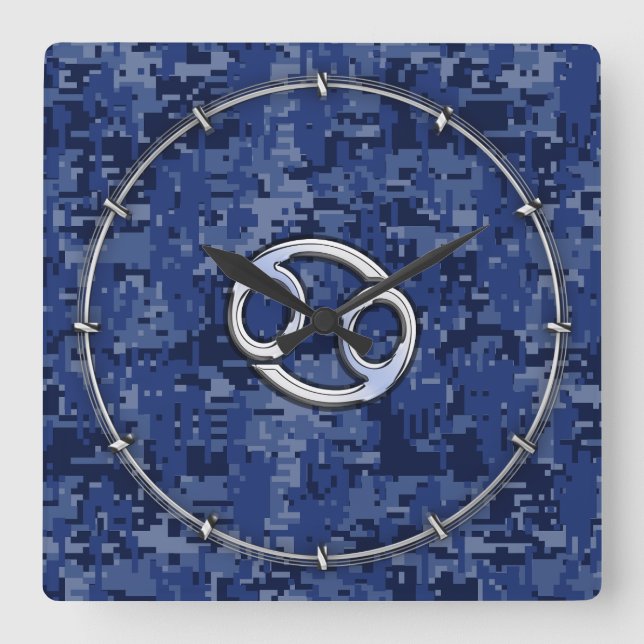 Horloge Carrée Symbole Zodiaque du cancer de l'argent Marine Cami (Recto)