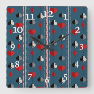 Horloge Carrée Symboles de cartes à jouer. Pour les amateurs de p