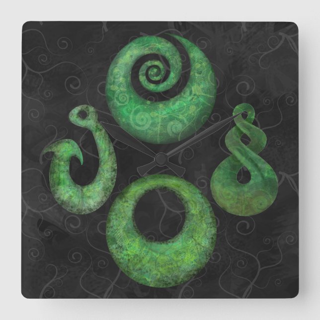 Horloge Carrée Symboles maoris (Recto)