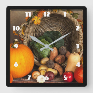 Horloge Carrée Table d'action de grâces rustique récolte abondant