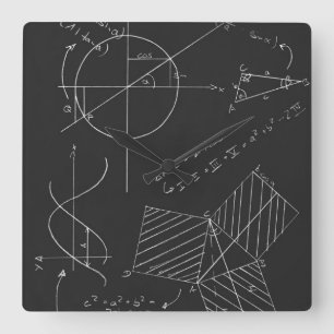 Horloge Carrée Tableau noir de maths