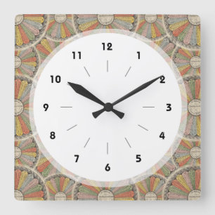 Horloge Carrée Tableaux de multiplication vintages du geek de
