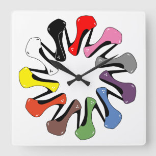 Horloge Carrée Talons colorés