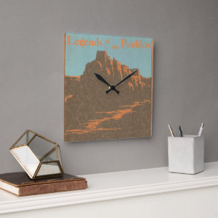 Horloge Carrée Taos Pueblos vintage du Nouveau-Mexique, Art d'aff