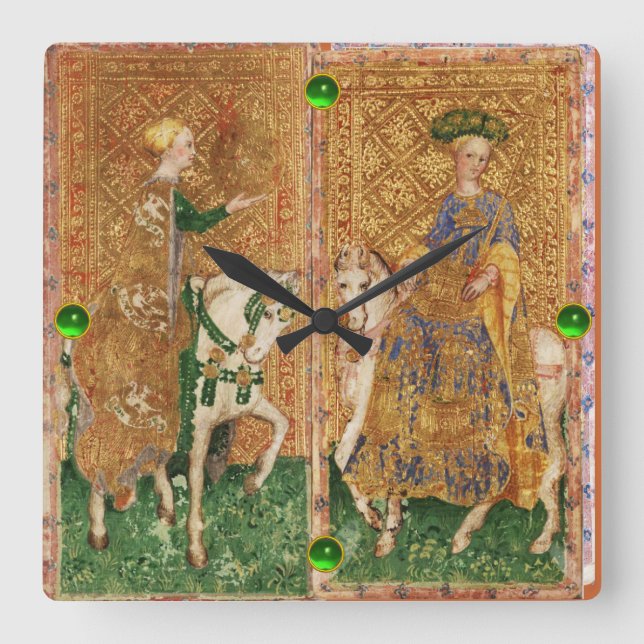 HORLOGE CARRÉE TAROTS ANCIENS DE RENAISSANCE/FEMME DES PIÈCES ET  (Recto)