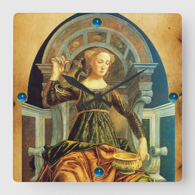 HORLOGE CARRÉE TAROTS DE RENAISSANCE ANTIQUE 14 / TEMPÉRANCE (Recto)