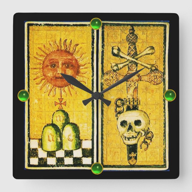 HORLOGE CARRÉE TAROTS DE RENAISSANCE ANTIQUE /LE SOLEIL, L'ACE DE (Recto)