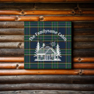 Horloge Carrée Tartan, Cabine Rustique