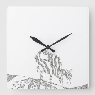 Horloge Carrée Tasse personnalisée avec girafe en bonhomme allume
