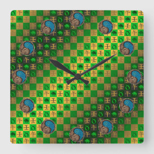 Horloge Carrée Taureau & Cheval d'eau